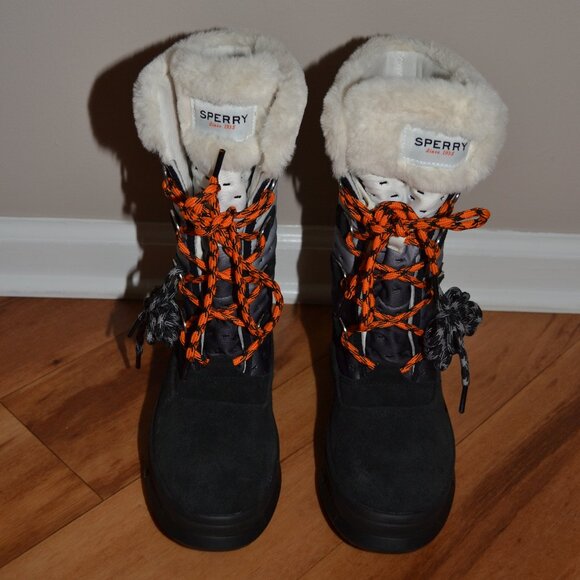 Sperry Kittery Shibori Faux Fur Leather Winter Snow Calf Boots Size 7 NEW - Picture 3 of 11